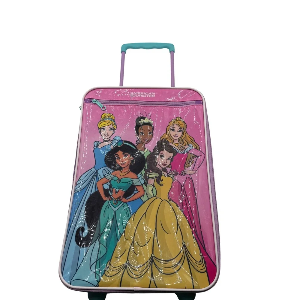 American Tourister Disney Princess Rolling Suitcase Pink Purple 18 Inch Luggage